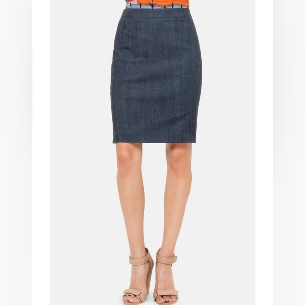 Akris Punto Denim Stretch Pencil Skirt Size 4